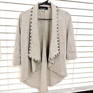 Like New, Blue Rain Silver Gray Studded Soft & Stylish Cardigan Women's sz small